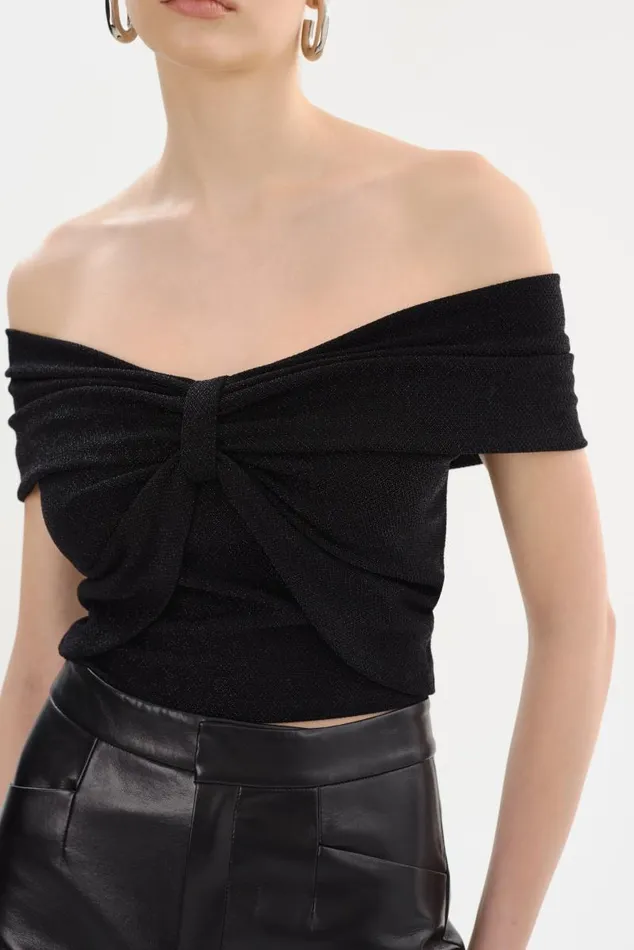 Women CAMELIA Lurex Knit Top Black LAMARQUE Tops Women CAMELIA Lurex Knit Top Black LAMARQUE Tops