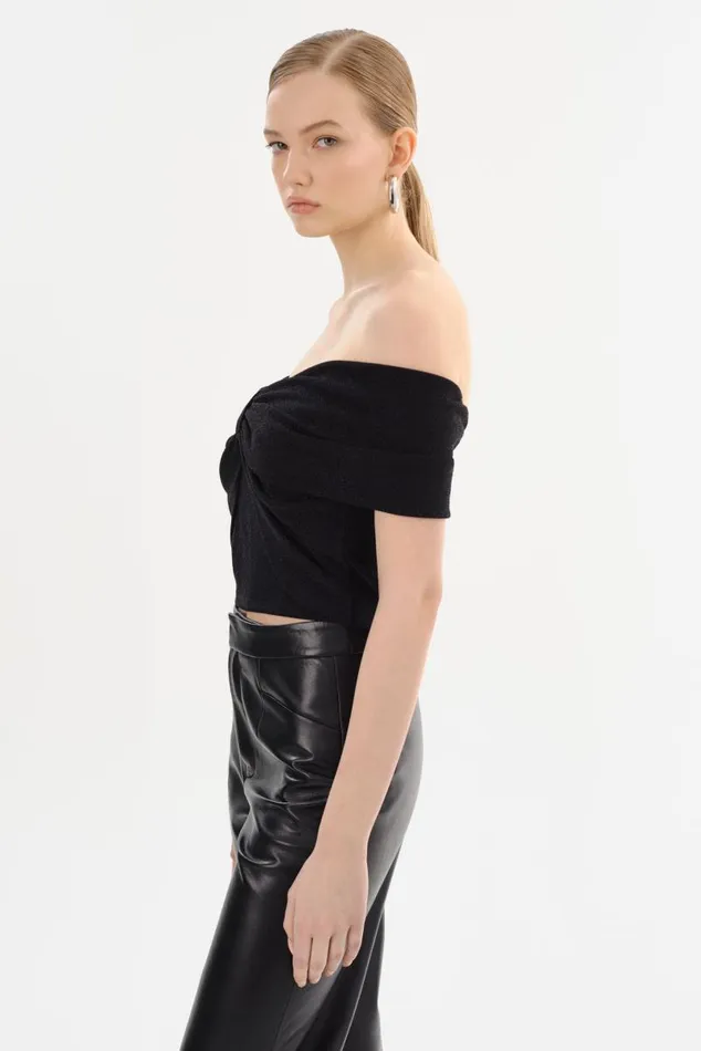 Women CAMELIA Lurex Knit Top Black LAMARQUE Tops Women CAMELIA Lurex Knit Top Black LAMARQUE Tops