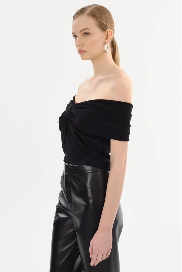 Women CAMELIA Lurex Knit Top Black LAMARQUE Tops Women CAMELIA Lurex Knit Top Black LAMARQUE Tops