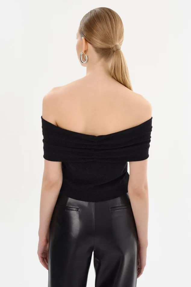 Women CAMELIA Lurex Knit Top Black LAMARQUE Tops Women CAMELIA Lurex Knit Top Black LAMARQUE Tops