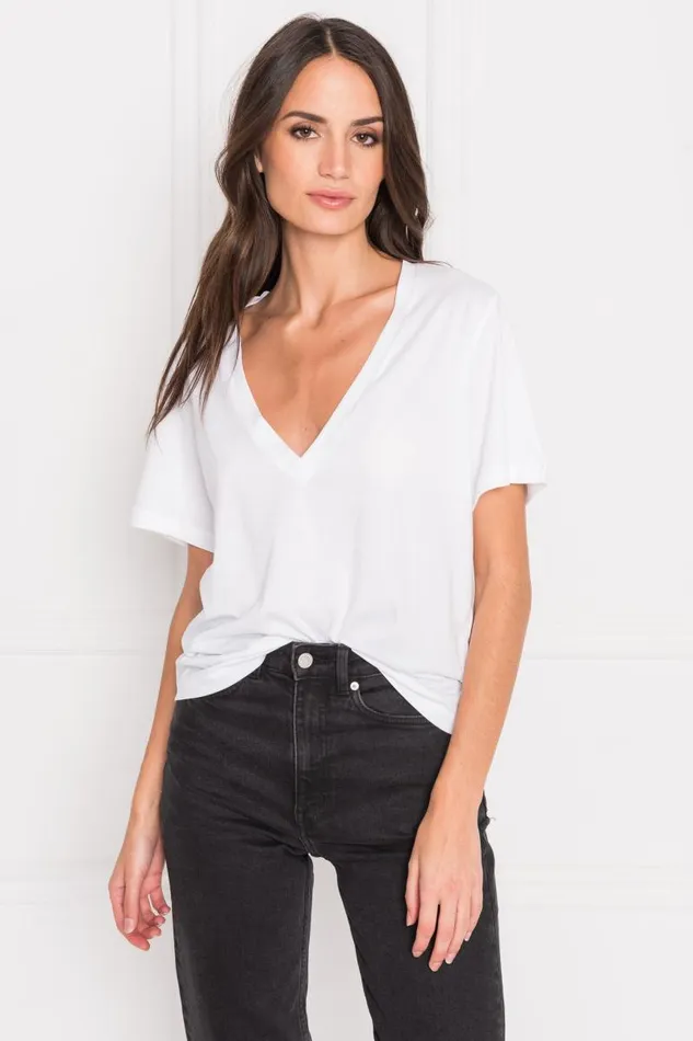 Women CECILIA Deep Vneck Tee White LAMARQUE Tops Women CECILIA Deep Vneck Tee White LAMARQUE Tops