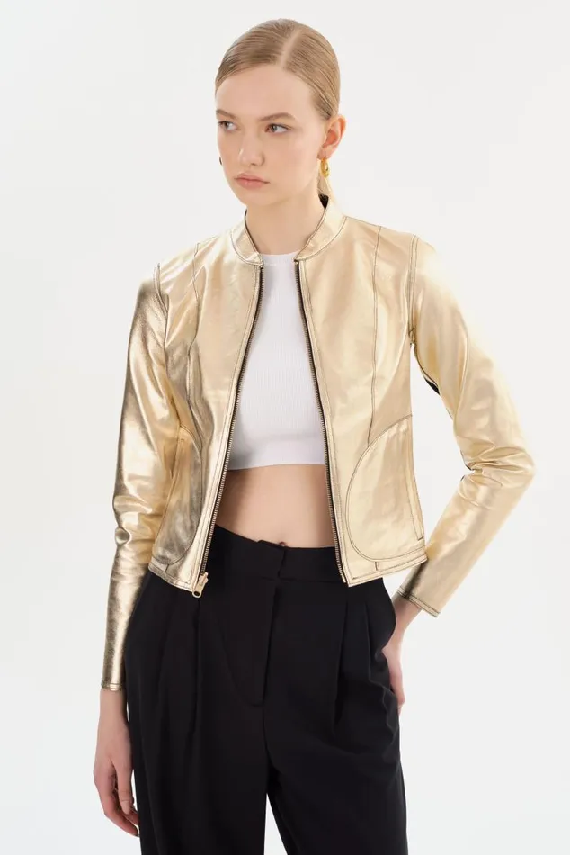 Women CHAPIN Reversible Leather Bomber Blackgold LAMARQUE Leather Jackets Women CHAPIN Reversible Leather Bomber Blackgold LAMARQUE Leather Jackets