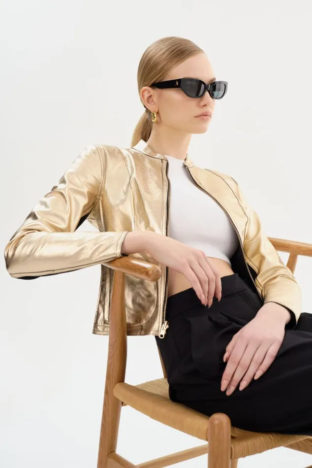 Women CHAPIN Reversible Leather Bomber Blackgold LAMARQUE Leather Jackets Women CHAPIN Reversible Leather Bomber Blackgold LAMARQUE Leather Jackets