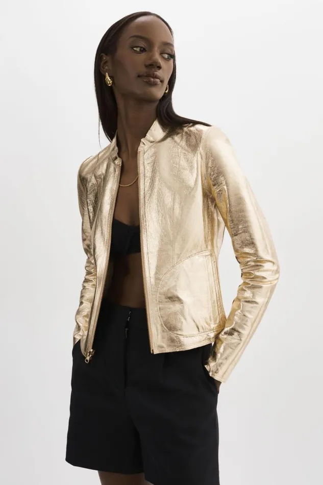 Women CHAPIN Reversible Leather Bomber Wheatgold LAMARQUE Leather Jackets Women CHAPIN Reversible Leather Bomber Wheatgold LAMARQUE Leather Jackets