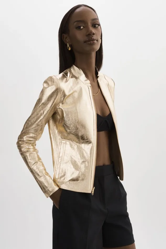 Women CHAPIN Reversible Leather Bomber Wheatgold LAMARQUE Leather Jackets Women CHAPIN Reversible Leather Bomber Wheatgold LAMARQUE Leather Jackets