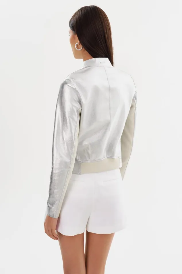 Women CHAPIN Reversible Leather Bomber Winter Whitesilver LAMARQUE Leather Jackets Women CHAPIN Reversible Leather Bomber Winter Whitesilver LAMARQUE Leather Jackets