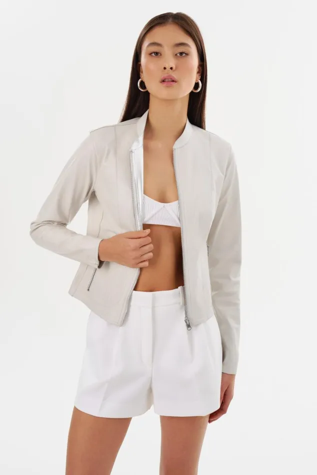 Women CHAPIN Reversible Leather Bomber Winter Whitesilver LAMARQUE Leather Jackets Women CHAPIN Reversible Leather Bomber Winter Whitesilver LAMARQUE Leather Jackets