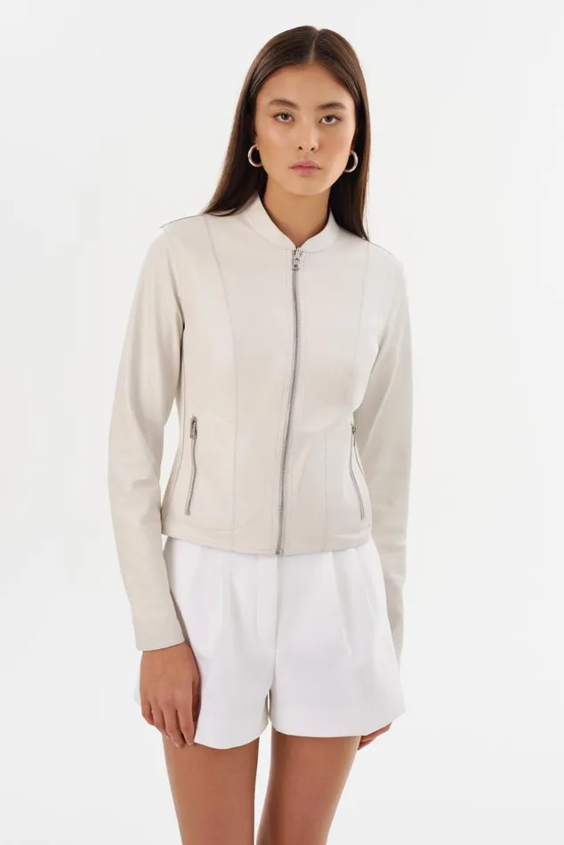 Women CHAPIN Reversible Leather Bomber Winter Whitesilver LAMARQUE Leather Jackets Women CHAPIN Reversible Leather Bomber Winter Whitesilver LAMARQUE Leather Jackets