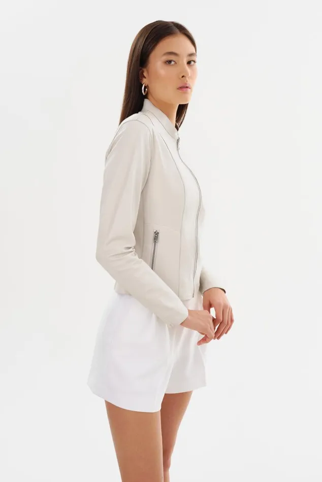 Women CHAPIN Reversible Leather Bomber Winter Whitesilver LAMARQUE Leather Jackets Women CHAPIN Reversible Leather Bomber Winter Whitesilver LAMARQUE Leather Jackets