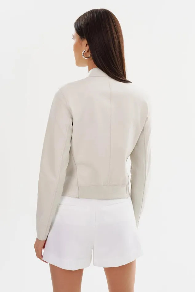 Women CHAPIN Reversible Leather Bomber Winter Whitesilver LAMARQUE Leather Jackets Women CHAPIN Reversible Leather Bomber Winter Whitesilver LAMARQUE Leather Jackets