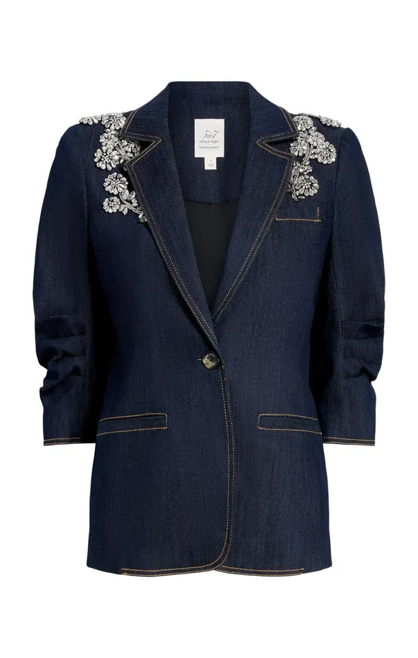 Women Cinq Sept Blazers Crystal Chrysanthemum Khloe Blazer Indigo