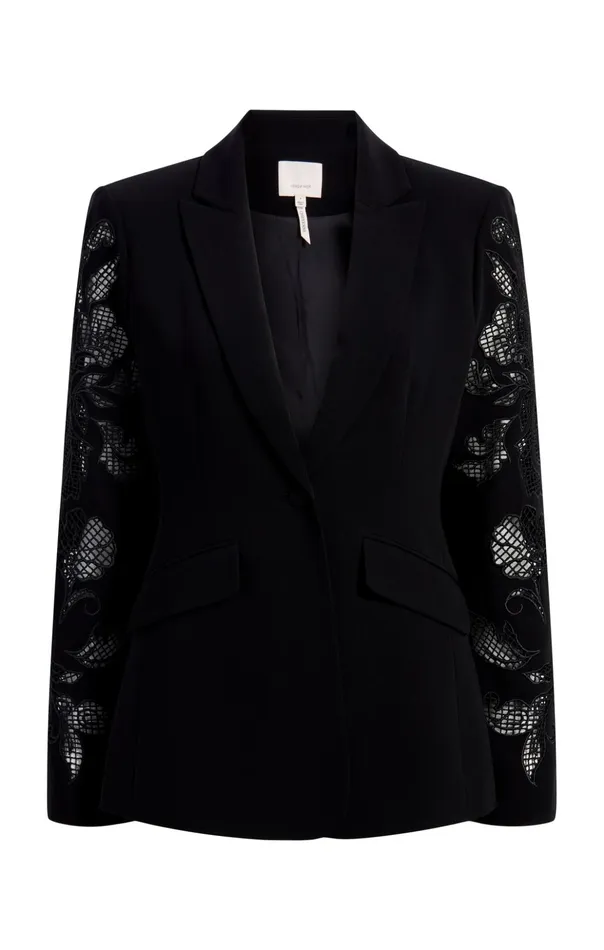Women Cinq Sept Blazers Cutout Paisley Embellished Cheyenne Blazer Black