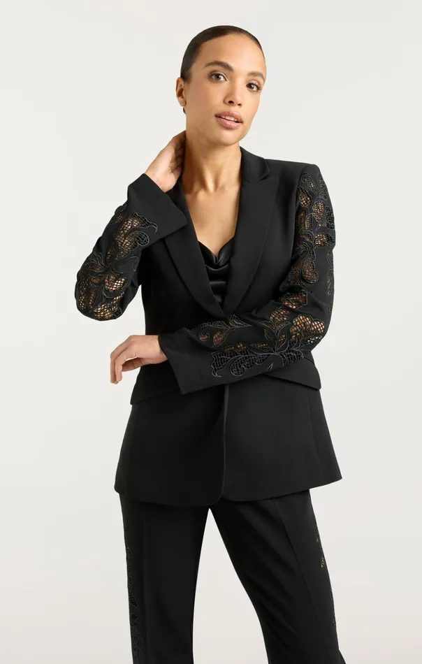 Women Cinq Sept Blazers Cutout Paisley Embellished Cheyenne Blazer Black