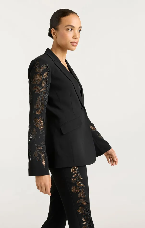Women Cinq Sept Blazers Cutout Paisley Embellished Cheyenne Blazer Black