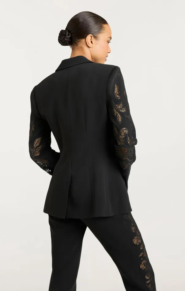 Women Cinq Sept Blazers Cutout Paisley Embellished Cheyenne Blazer Black