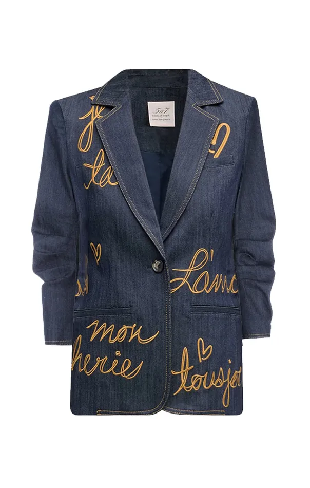 Women Cinq Sept Blazers Denim Lamour Khloe Blazer Indigo