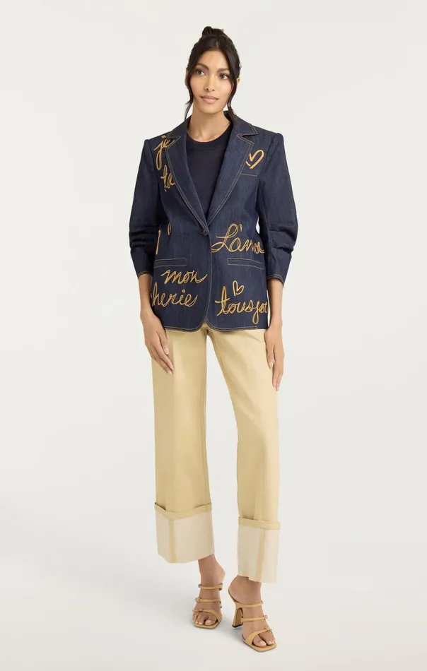 Women Cinq Sept Blazers Denim Lamour Khloe Blazer Indigo