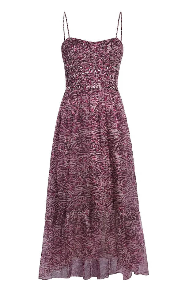 Women Cinq Sept Cocktail and Evening Inkstrokes Daria Dress Dark Plum Multi