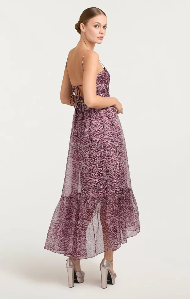 Women Cinq Sept Cocktail and Evening Inkstrokes Daria Dress Dark Plum Multi