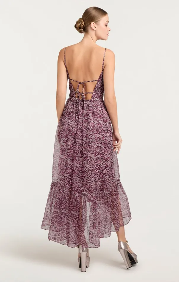Women Cinq Sept Cocktail and Evening Inkstrokes Daria Dress Dark Plum Multi