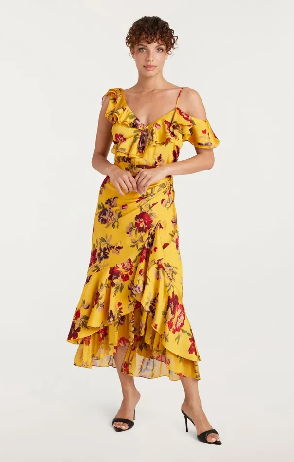 Women Cinq Sept Cocktail and Evening Nara Dress Deep Gold Multi