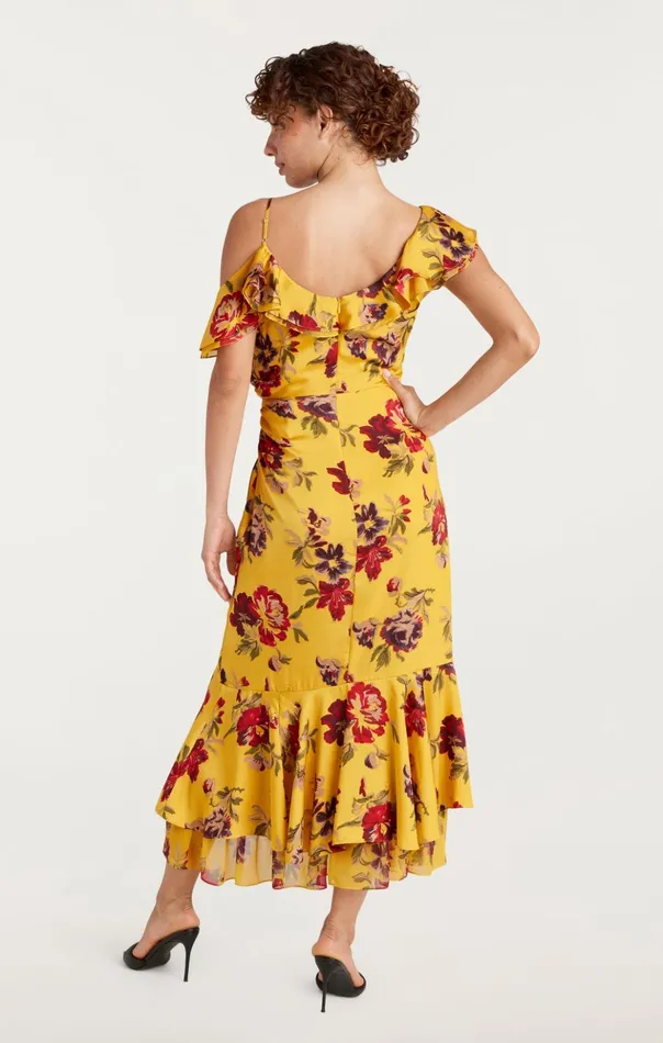 Women Cinq Sept Cocktail and Evening Nara Dress Deep Gold Multi