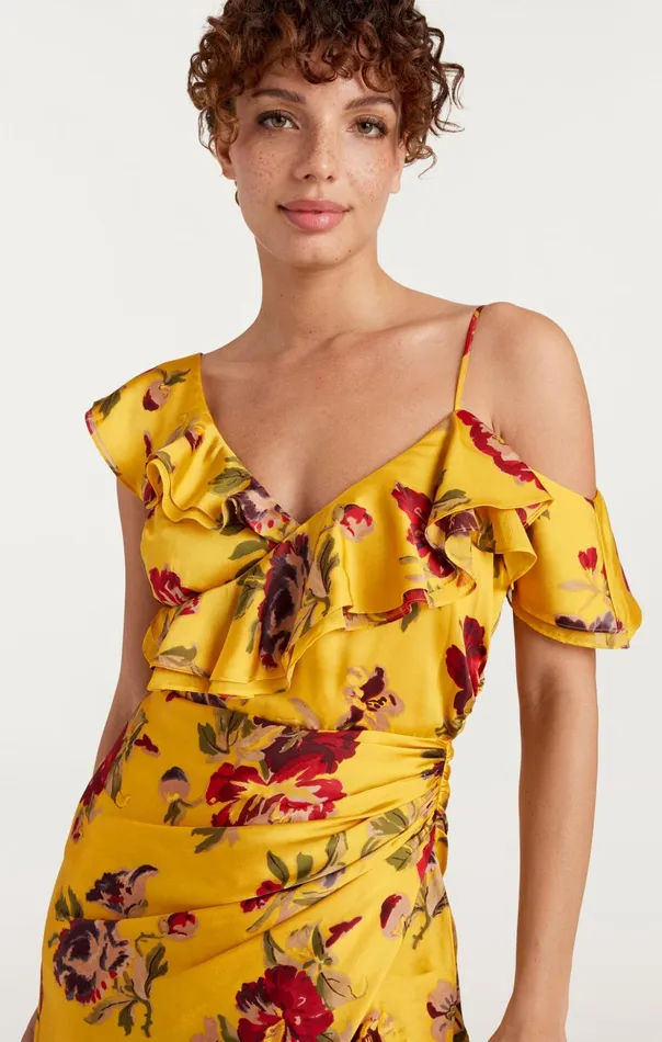Women Cinq Sept Cocktail and Evening Nara Dress Deep Gold Multi
