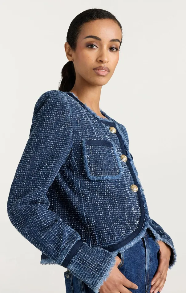 Women Cinq Sept Denim Boucle Denim Zanda Jacket Indigo