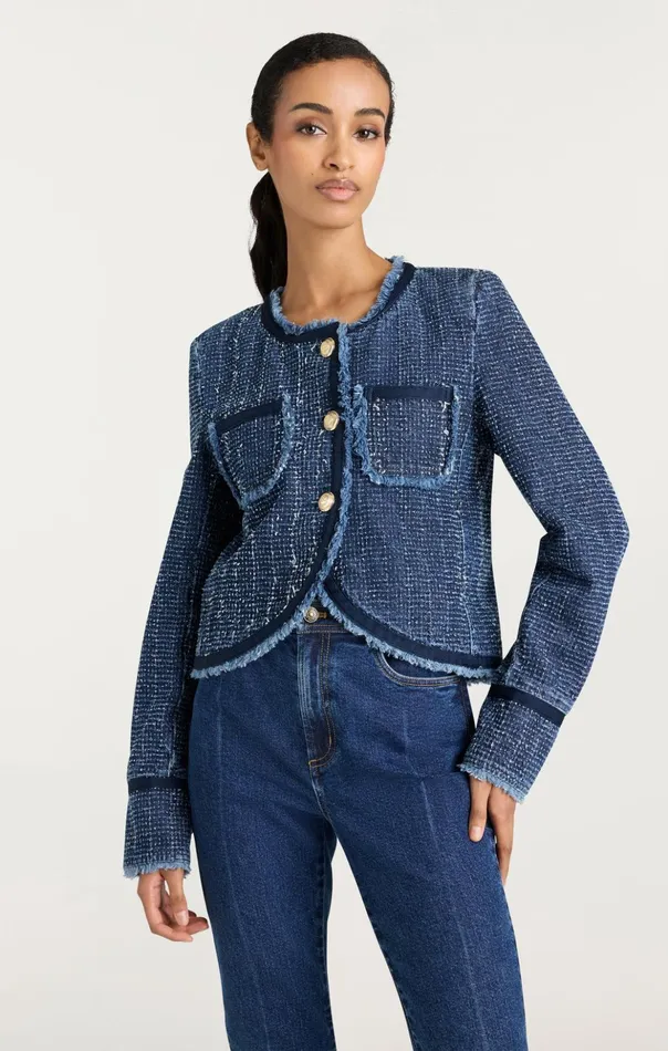 Women Cinq Sept Denim Boucle Denim Zanda Jacket Indigo