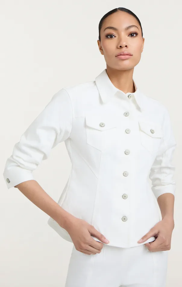 Women Cinq Sept Denim Denim Scrunched Canyon Jacket White