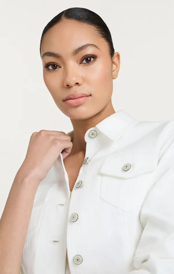 Women Cinq Sept Denim Denim Scrunched Canyon Jacket White