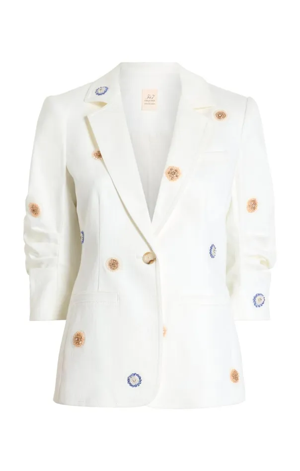 Women Cinq Sept Denim Ditsy Dots Denim Khloe Blazer White