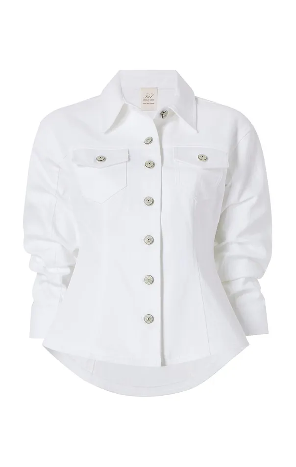 Women Cinq Sept Jackets Denim Scrunched Canyon Jacket White