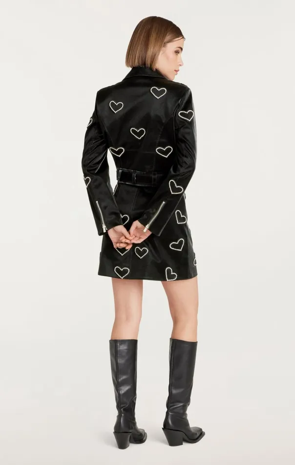 Women Cinq Sept Jackets Rhinestone Hearts Zoe Jacket Blacksilver