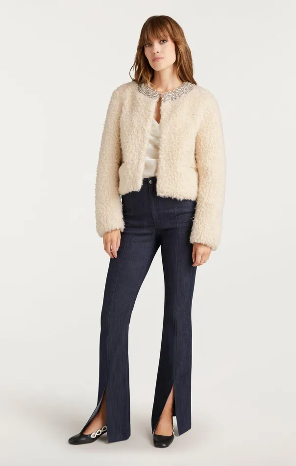 Women Cinq Sept Jackets Shearling Christie Jacket Ivory