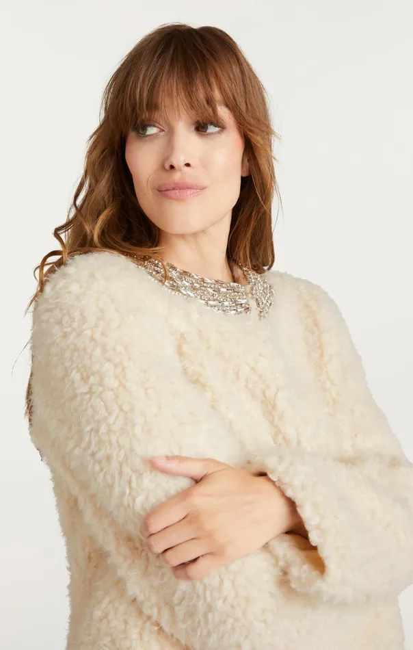 Women Cinq Sept Jackets Shearling Christie Jacket Ivory