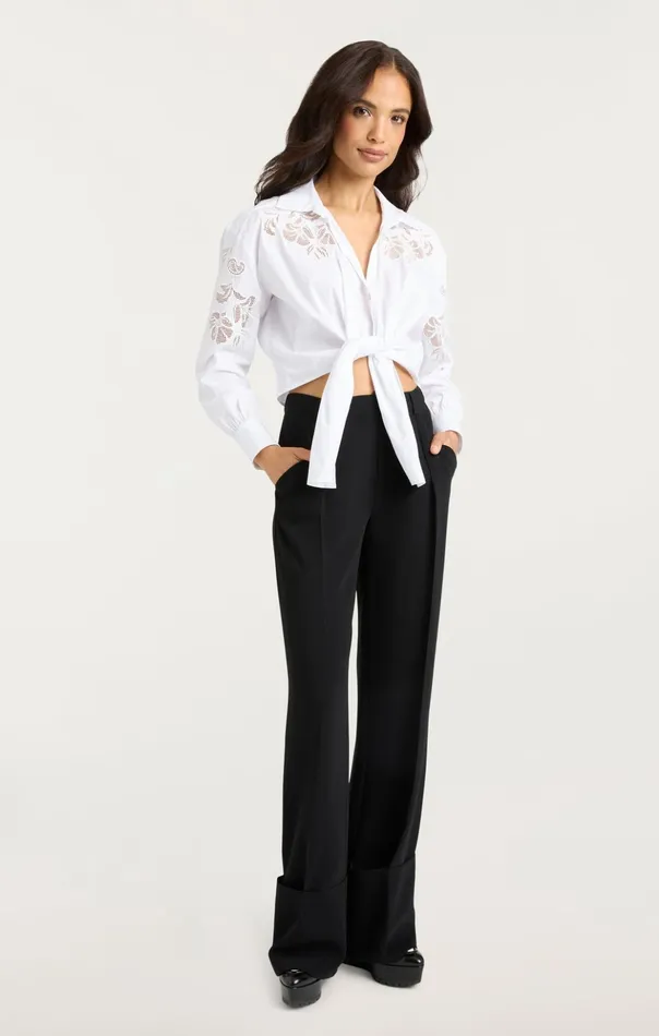 Women Cinq Sept Long Sleeve Tops Cutout Embellished Marianna Top White