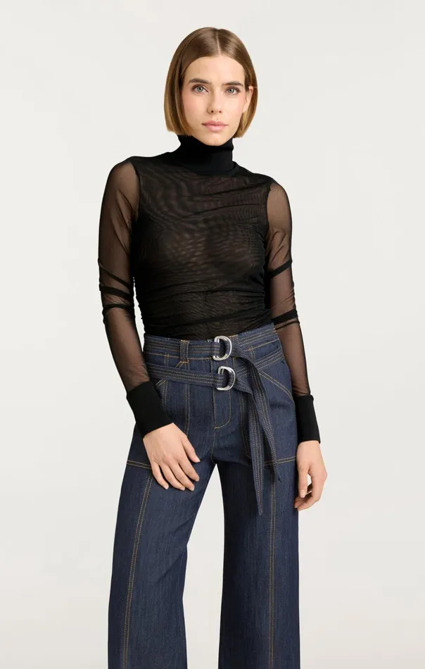Women Cinq Sept Long Sleeve Tops Halen Top Black