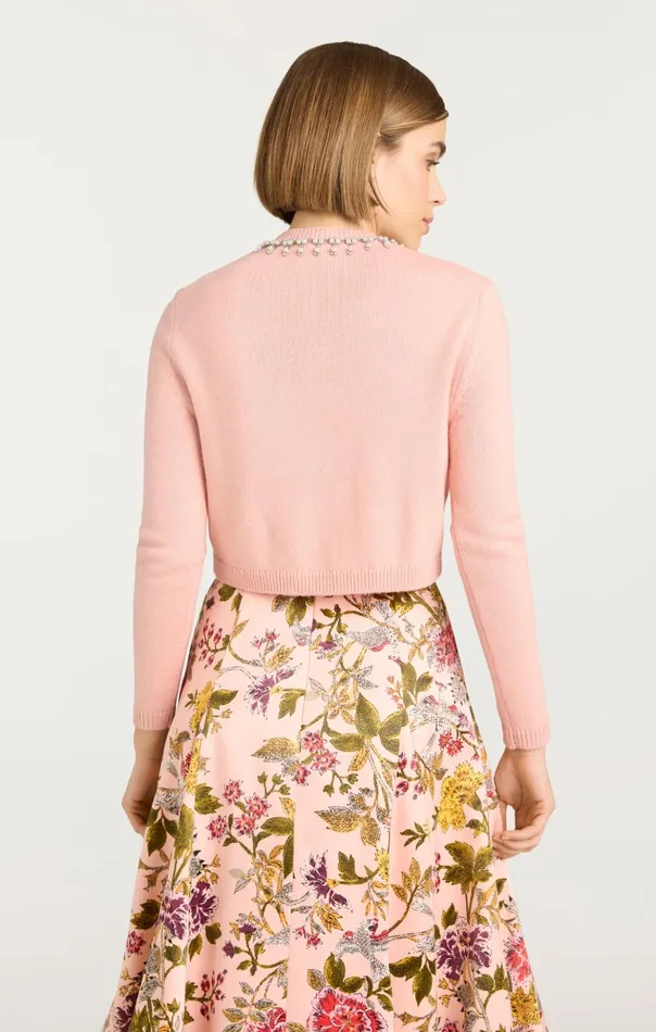 Women Cinq Sept Long Sleeve Tops Isolde Embroidered Cardigan Soft Pink Multi