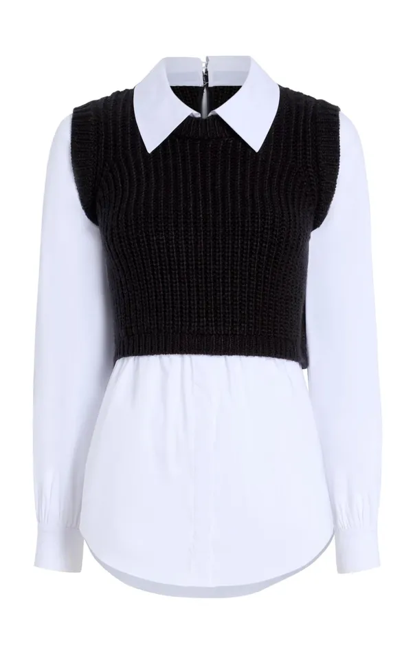 Women Cinq Sept Long Sleeve Tops Mara Shaker Pullover Black