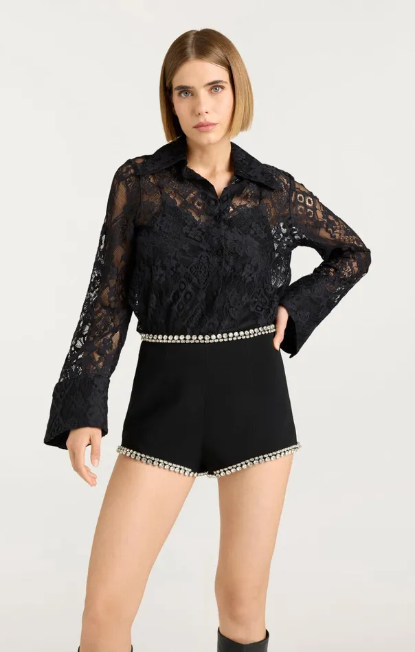Women Cinq Sept Long Sleeve Tops Missy Top Black