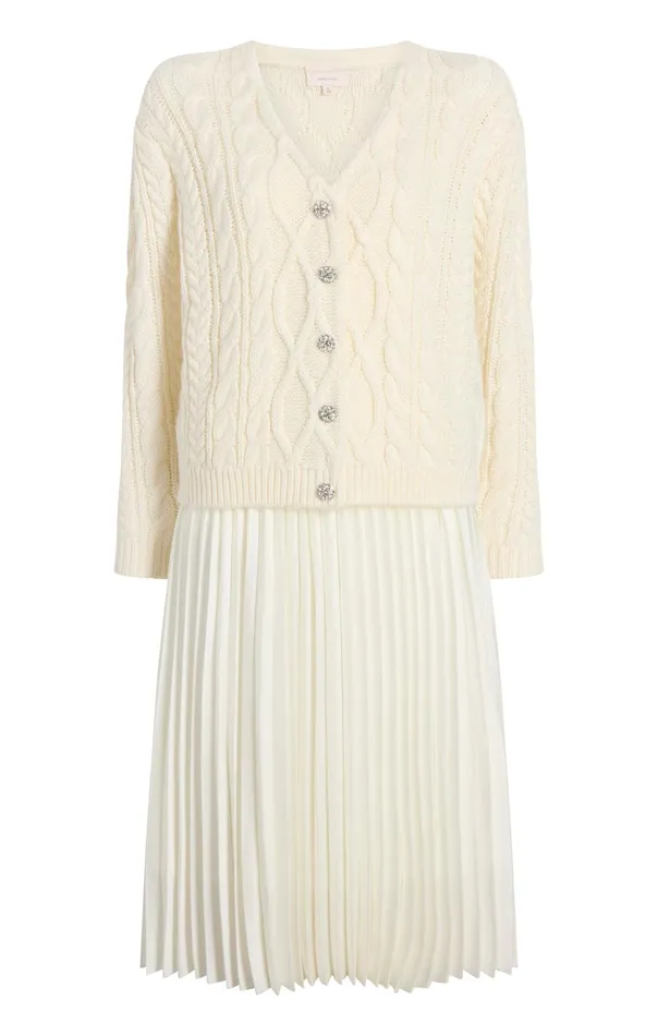 Women Cinq Sept Midi Amandine Cardigan Dress Ivory