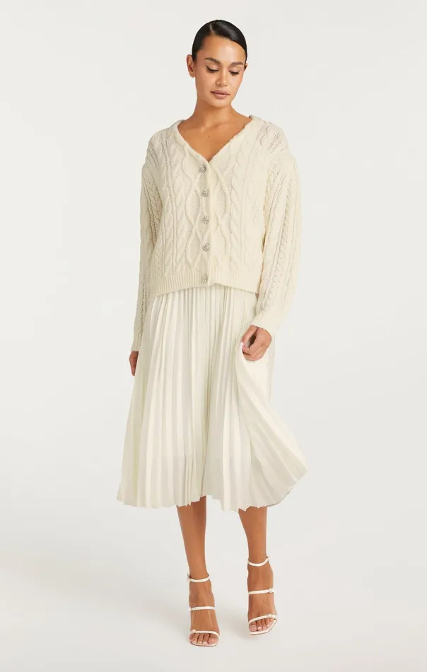 Women Cinq Sept Midi Amandine Cardigan Dress Ivory