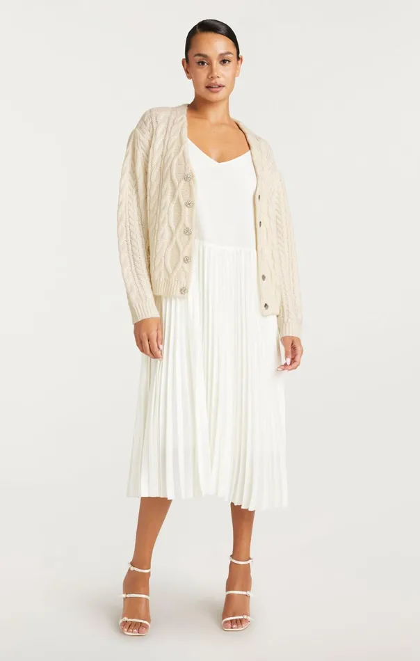 Women Cinq Sept Midi Amandine Cardigan Dress Ivory