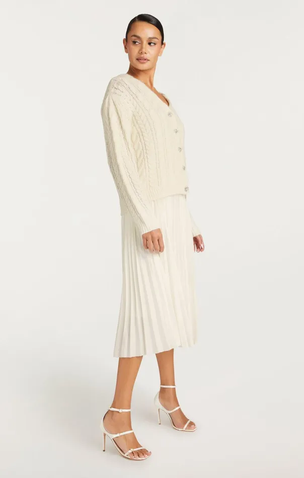 Women Cinq Sept Midi Amandine Cardigan Dress Ivory