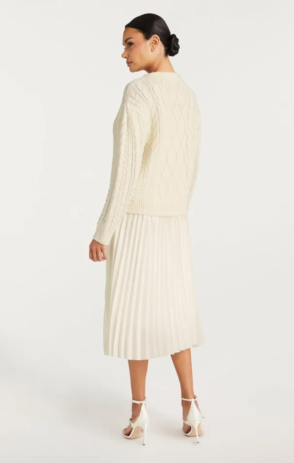 Women Cinq Sept Midi Amandine Cardigan Dress Ivory