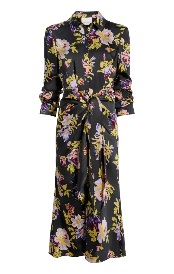 Women Cinq Sept Midi Brigitte Floral Jacey Dress Black Multi