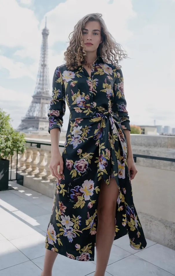 Women Cinq Sept Midi Brigitte Floral Jacey Dress Black Multi