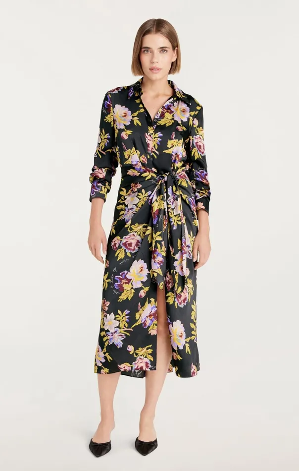 Women Cinq Sept Midi Brigitte Floral Jacey Dress Black Multi