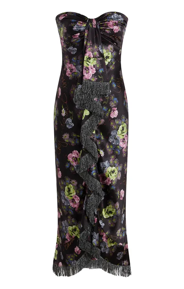 Women Cinq Sept Midi Midnight Bloom Elise Dress Midnight Multi